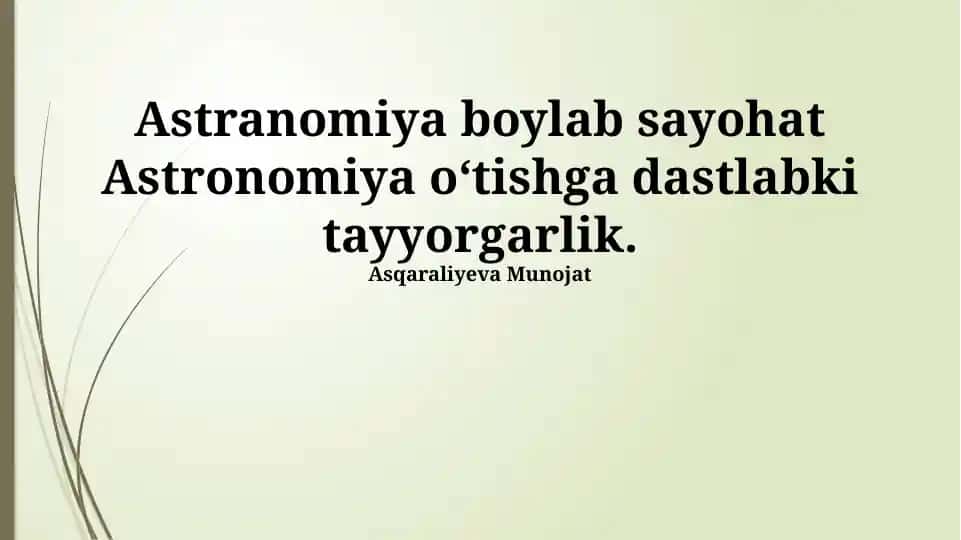 Astronomiya sayohatiga tayyorgarlik