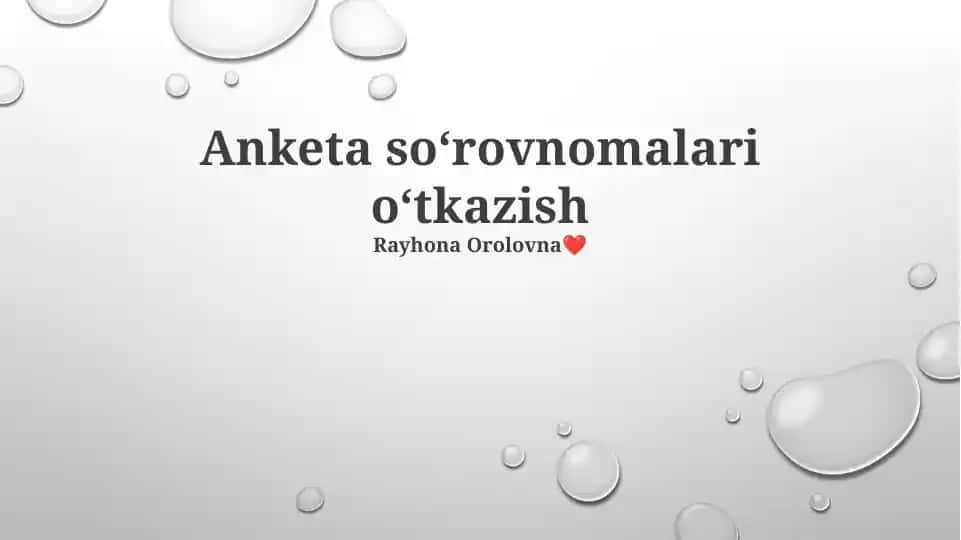 Anketa so‘rovnomalari o‘tkazish