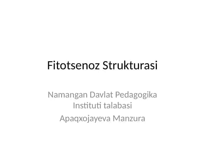 Fitotsenoz Strukturasi