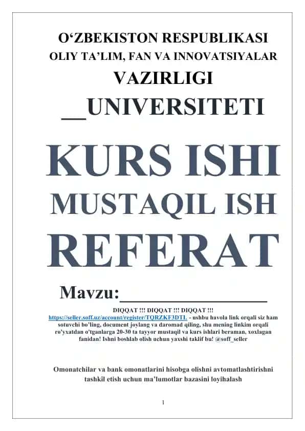Ma'lumotlar bazasi loyihasi