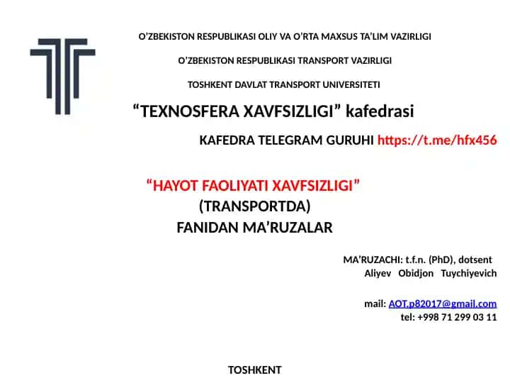 MEHNAT MUHOFAZASINING HUQUQIY VA TASHKILIY ASOSLARI