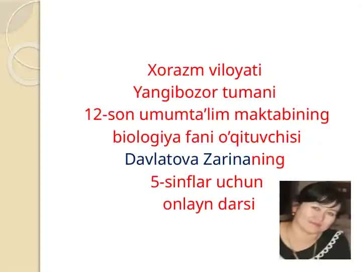 Biologiya fanidan onlayn dars