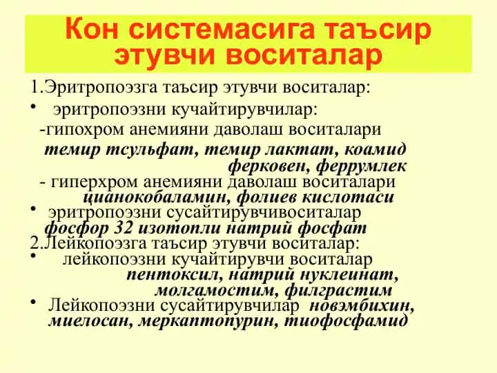 Эритропоэзга таъсир этувчи воситалар