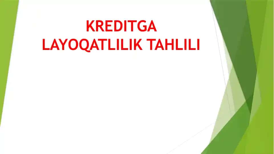 Kreditga layoqatlilik tahlili