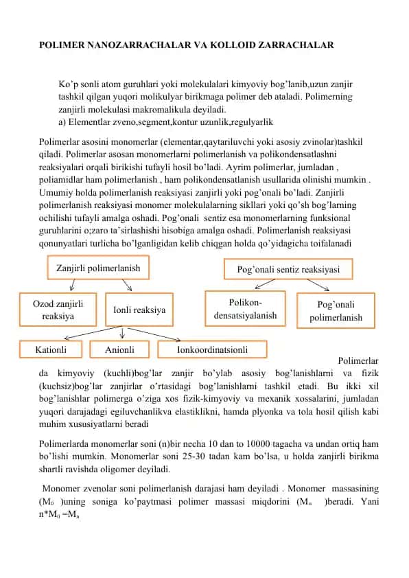 Polimer nanozarralar va kolloid zarralar