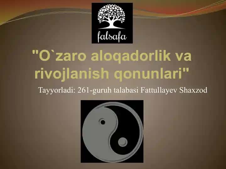 O`zaro aloqadorlik va rivojlanish qonunlari