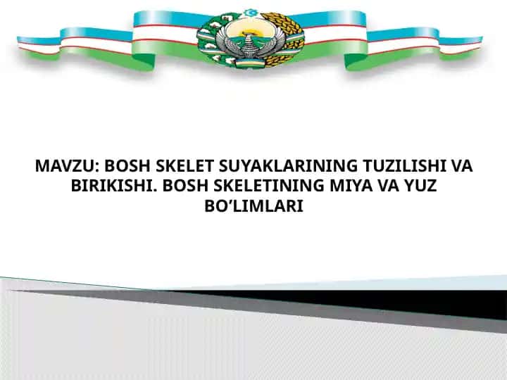 BOSH SKELET SUYAKLARINING TUZILISHI VA BIRIKISHI