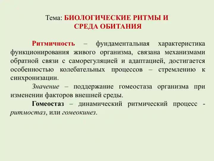 БИОЛОГИЧЕСКИЕ РИТМЫ И