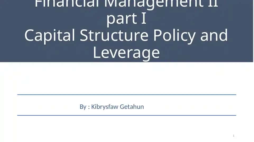 Financial Management II