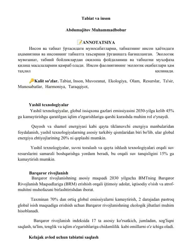 Tabiat va inson