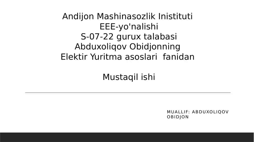 Elektr propulsiyaning asosiy tamoyillari