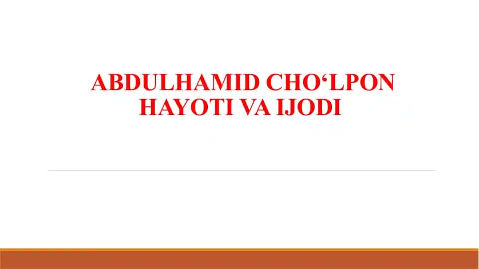 Abdulhamid Cho‘lpon Hayoti va Ijodi