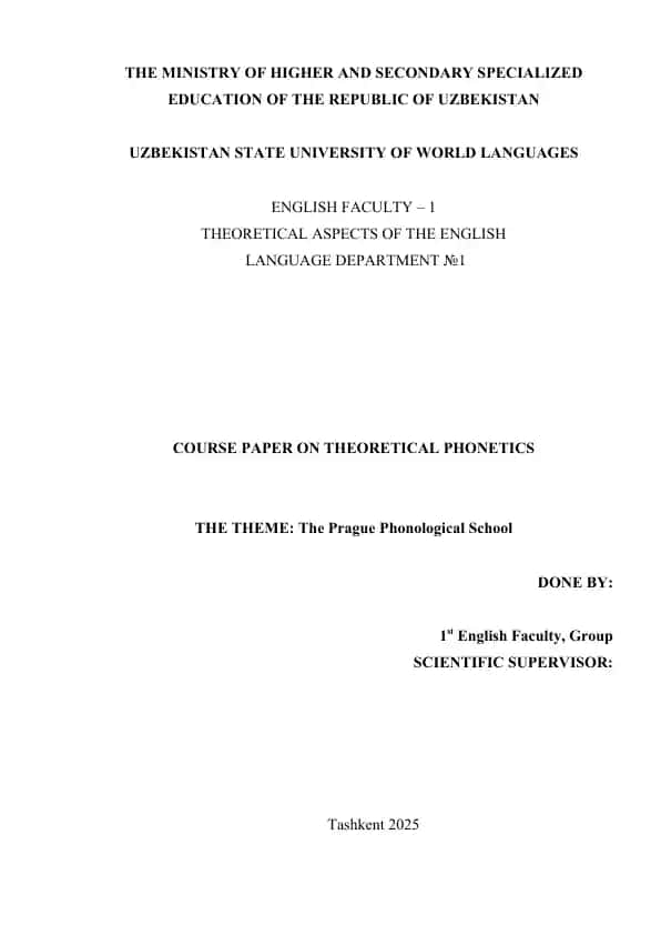 Theoretical Phonetics Course Paper
