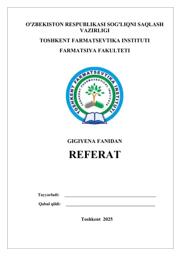 Ish joyida uchraydigan kimyoviy ta’sirlar va ularni gigiyenik baholash. Ish joyida uchraydigan zararli ta’sirlarni gigiyenik me’yorga (reglamentlash) keltirish (PDK, PDU, PDD). Referat 16 bet.