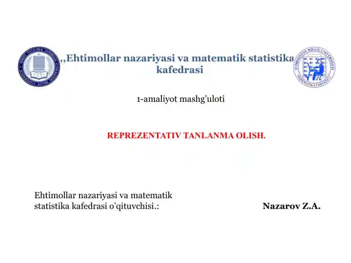 Ehtimollar nazariyasi va matematik statistika