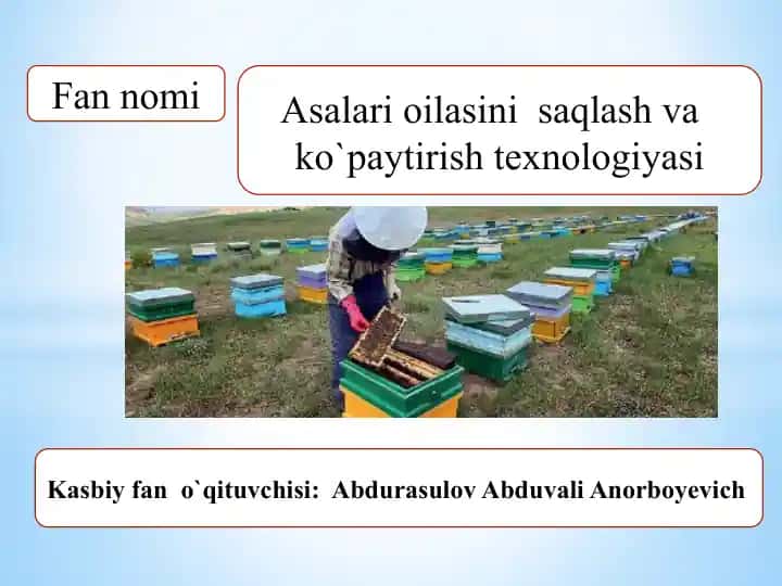 Asalarioilasinisaqlash va ko`paytirish texnologiyasi