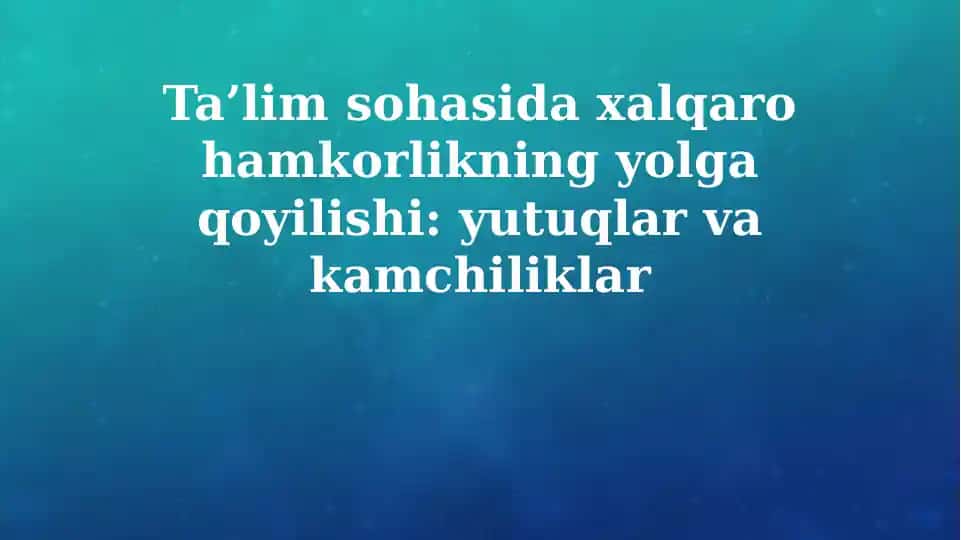 Xalqaro ta'lim hamkorligi