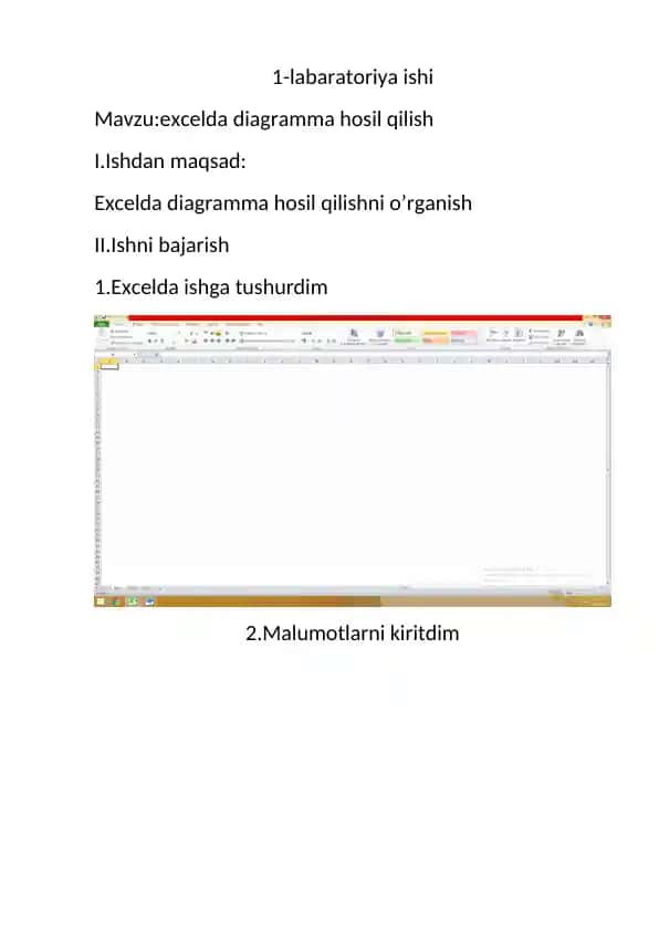 Excelda diagramma hosil qilish