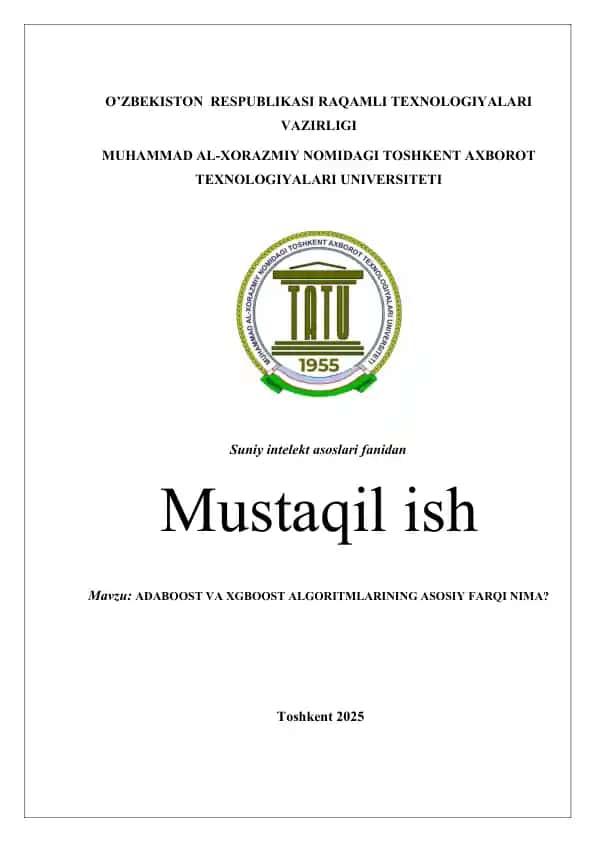 ADABOOST VA XGBOOST ALGORITMLARINING ASOSIY FARQI NIMA?