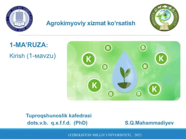 Agrokimyoviy xizmat ko‘rsatish