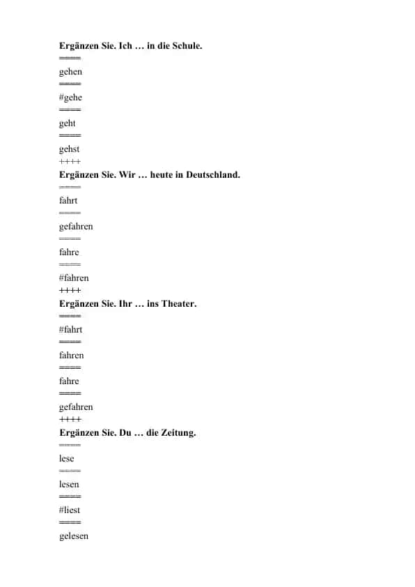 Nemis tili grammatik mashqlar to‘plami