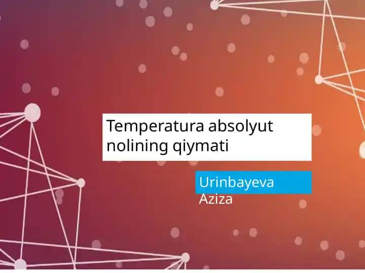 Temperatura absolyutnolining qiymati