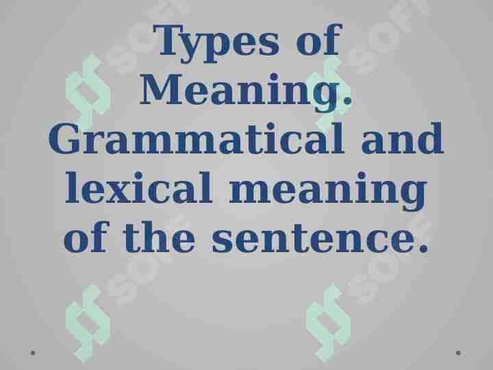 Types of meaning
