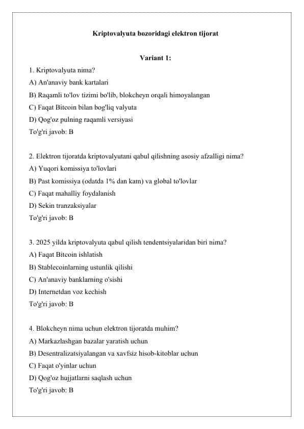 Kriptovalyuta bozoridagi elektron tijorat