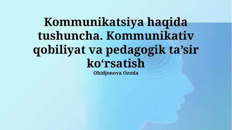 Kommunikatsiya haqida tushuncha