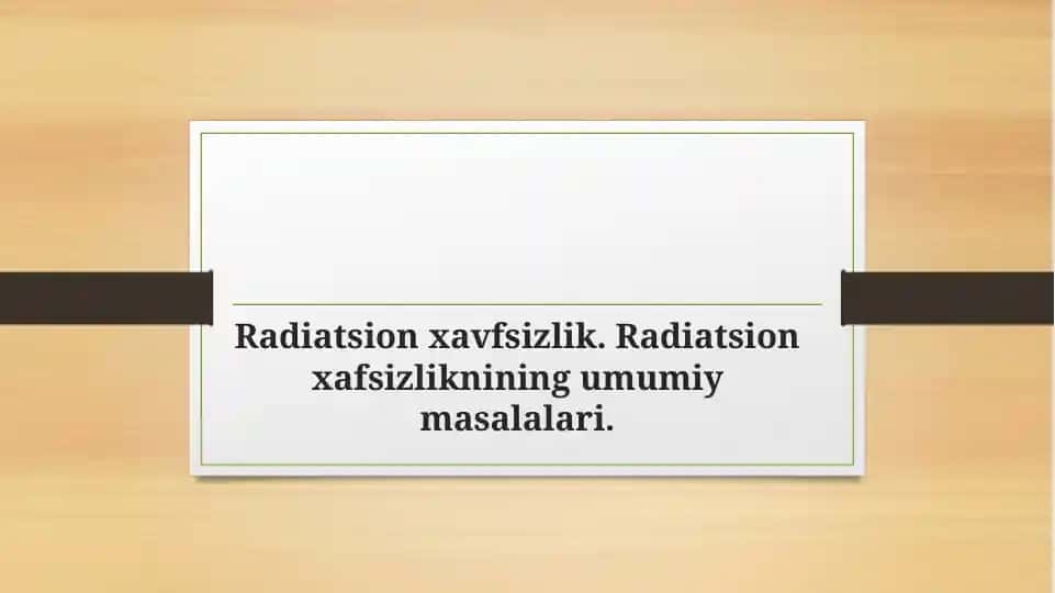 Radiatsion xavfsizlik