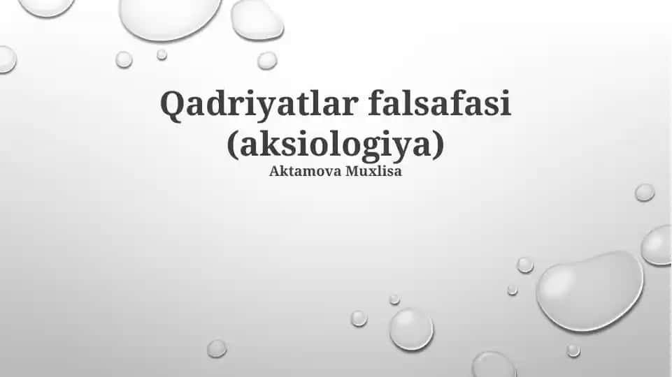 Qadriyatlar falsafasi (aksiologiya)