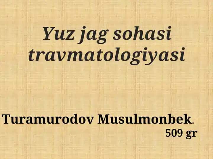 Yuzjagsohasitravmatologiyasi