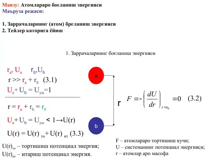 Атомлараро боғланиш энергияси