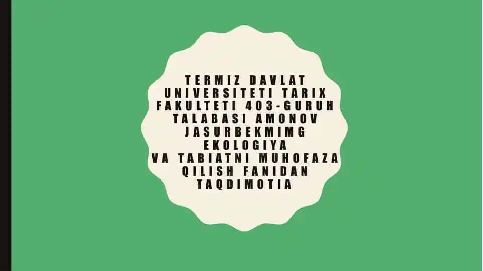 Tirik organizmlarning yashash muhitlari va ularning organizm g'amoslashishi