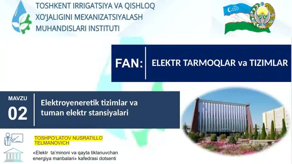 Elektr ta'minoti va qayta tiklanuvchi energiya manbalari