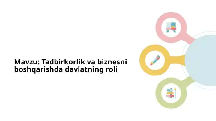 Tadbirkorlik va biznesni boshqarishda davlatning roli