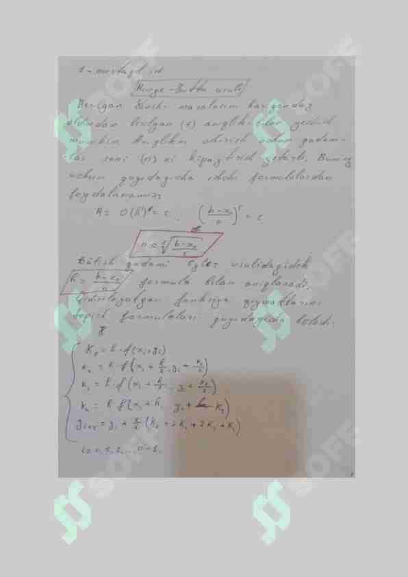 Differensial tenglamalar | oliy matematika | 42- variant | runge Kutta usuli