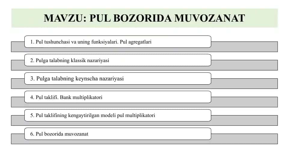 Pul bozorida muvozanat