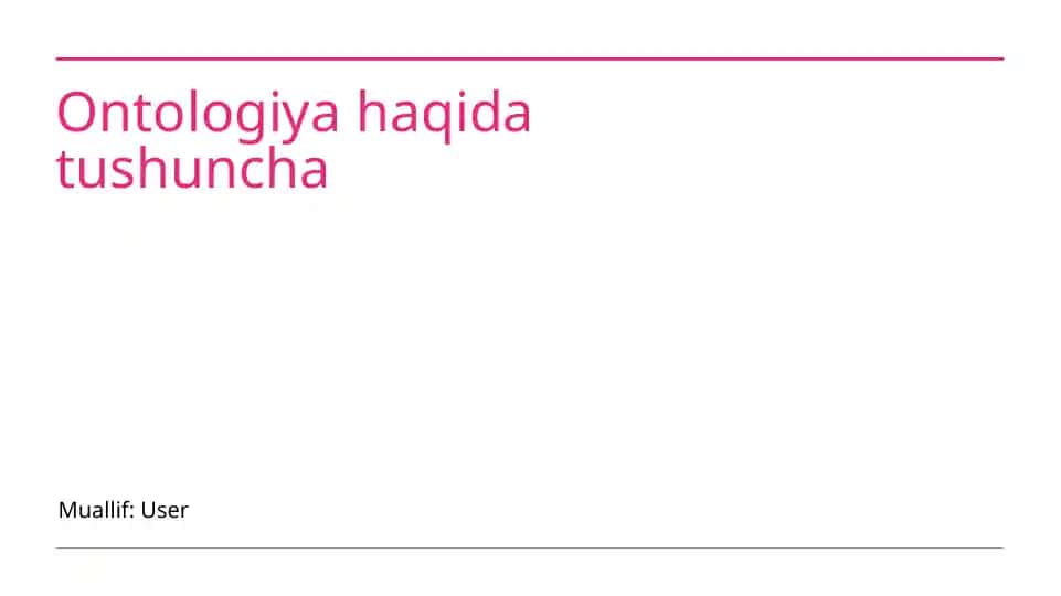 Ontologiya haqida tushuncha