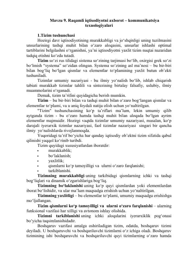 Raqamli iqtisodiyotni axborot-kommunikatsiya texnologiyalari taqdimoti