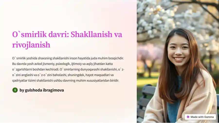 O'smirlik davri: Shakllanish va rivojlanish