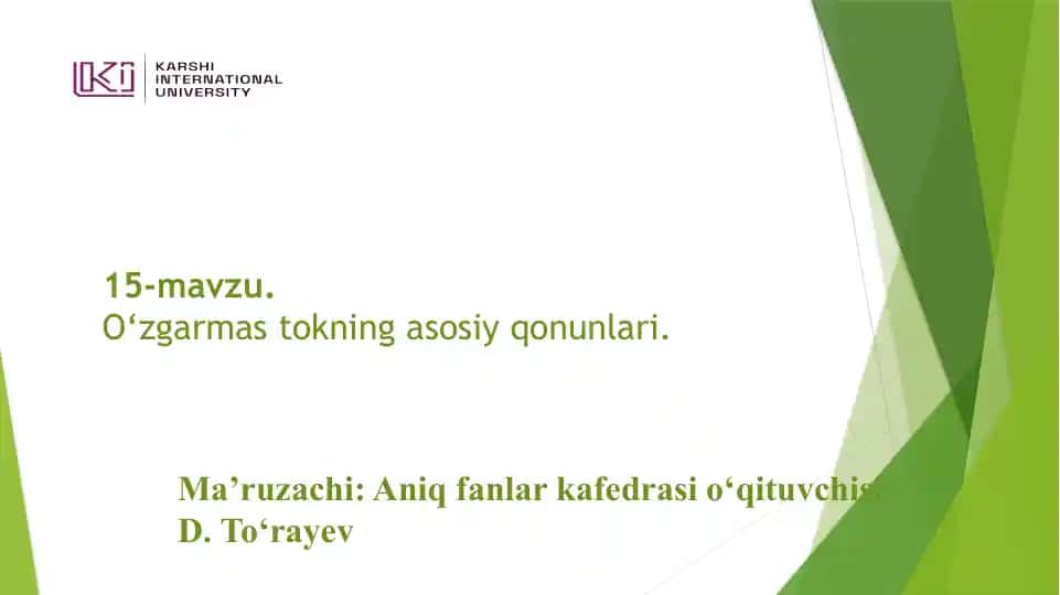 O‘zgarmas tokning asosiy qonunlari