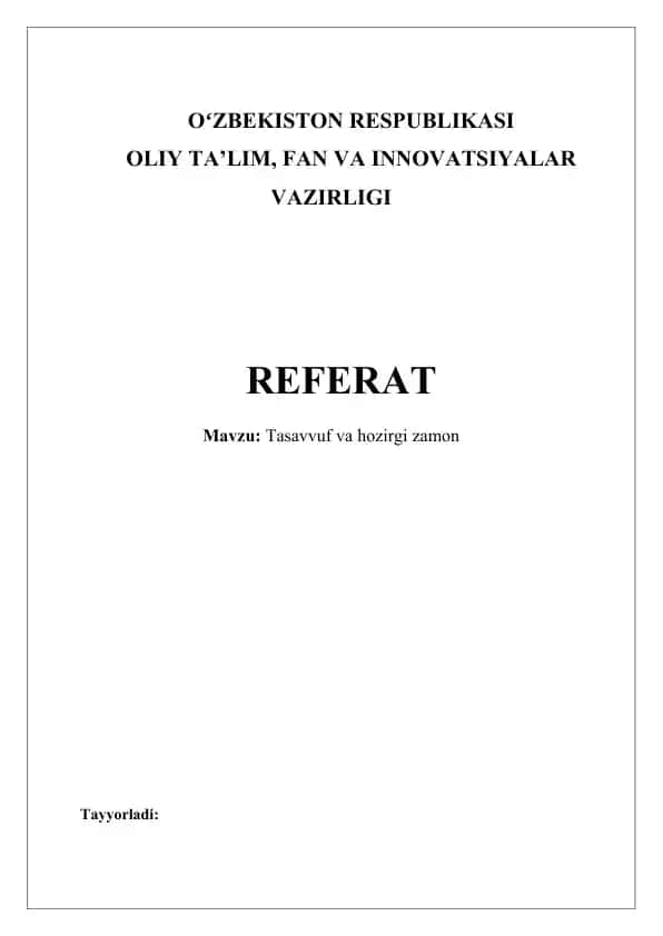 Tasavvuf va hozirgi zamon