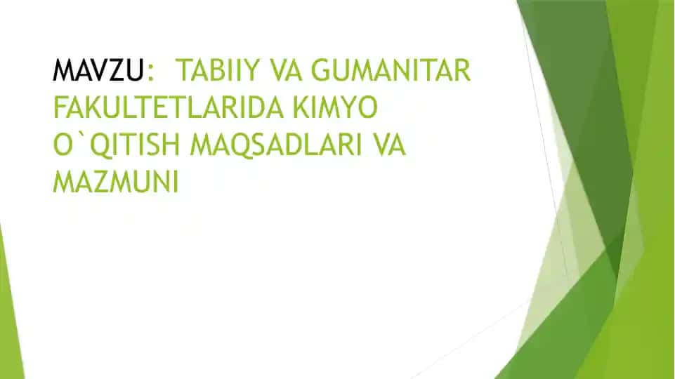 TABIIY VA GUMANITAR FAKULTETLARIDA KIMYO O`QITISH MAQSADLARI VA MAZMUNI