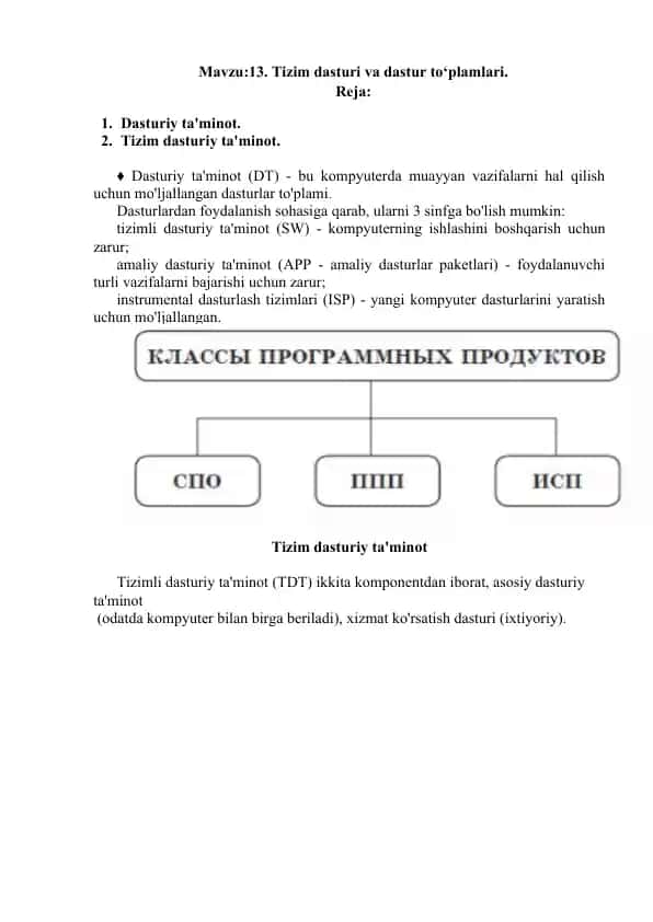 Tizim dasturi va dastur to‘plamlari