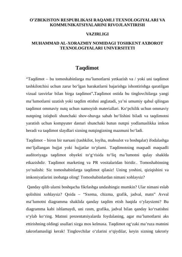 Taqdimot yaratish bo'yicha qo'llanma