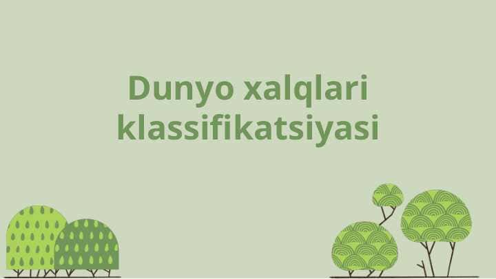 Dunyo xalqlari klassifikatsiyasi