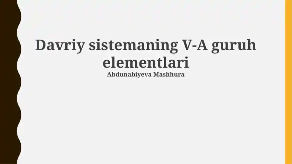 Davriy sistemaning V-A guruh elementlari