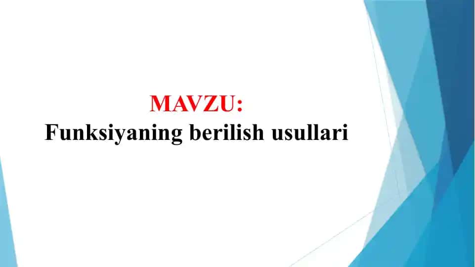 Funksiyaning berilish usullari