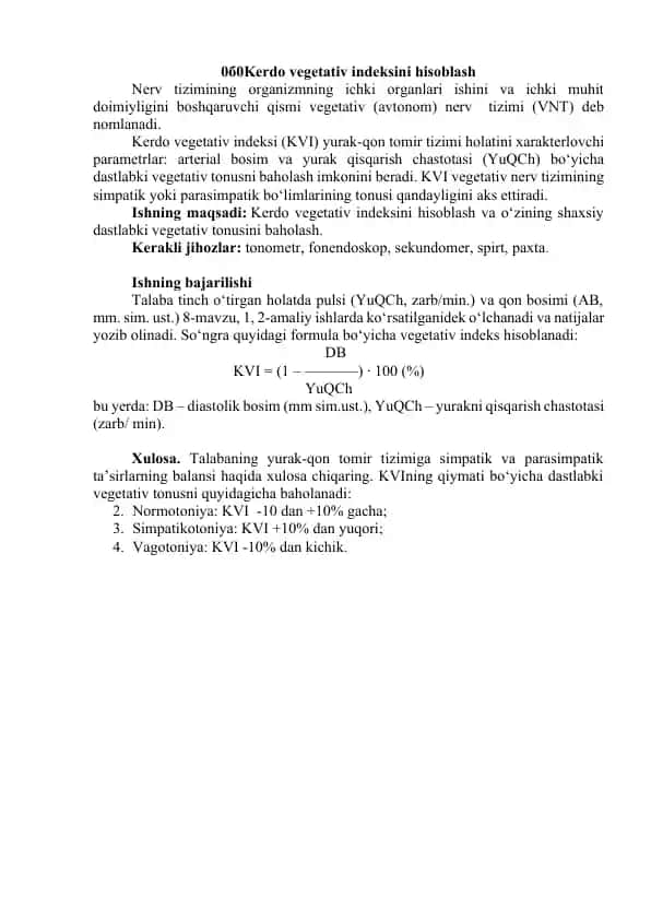 Kerdo vegetativ indeksini hisoblash